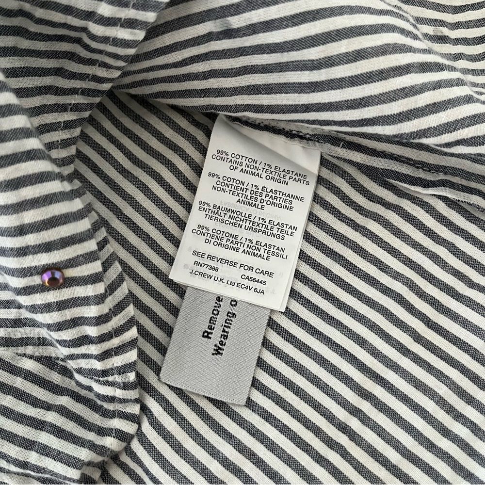 J. Crew Embellished Rhinestone Striped Perfect Button Down Shirt, Size 4 NWOT - Picture 11 of 11